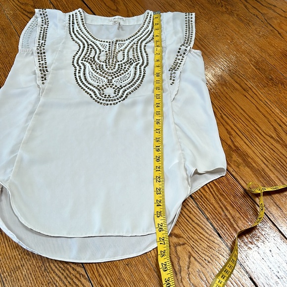 Marineblu brand cream color blouse with bronze studs. Size Medium. - Picture 7 of 9